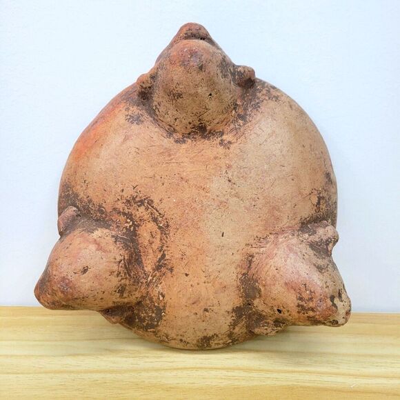 Mesoamerican-Style Terracotta Tripod Bowl – Face Motif – 8" - Picture 7 of 12